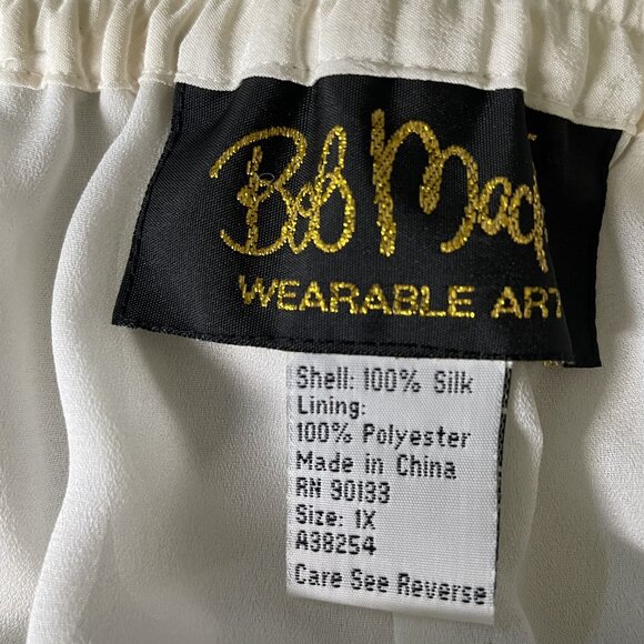 Bob Mackie Wearable Art Pull Cream Silk Stretch Waist Pants  Pockets u - Picture 6 of 6